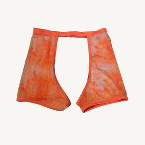 NWT Midnight Ballerina Tie Dye Orange "Marmalade" Ass-less Chaps Mesh One Size